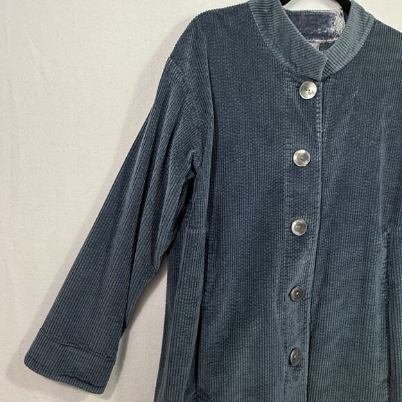 J.Jill Blue Corduroy Boyfriend Chore Jacket Shacket Coatigan Size L Pockets - Picture 4 of 12